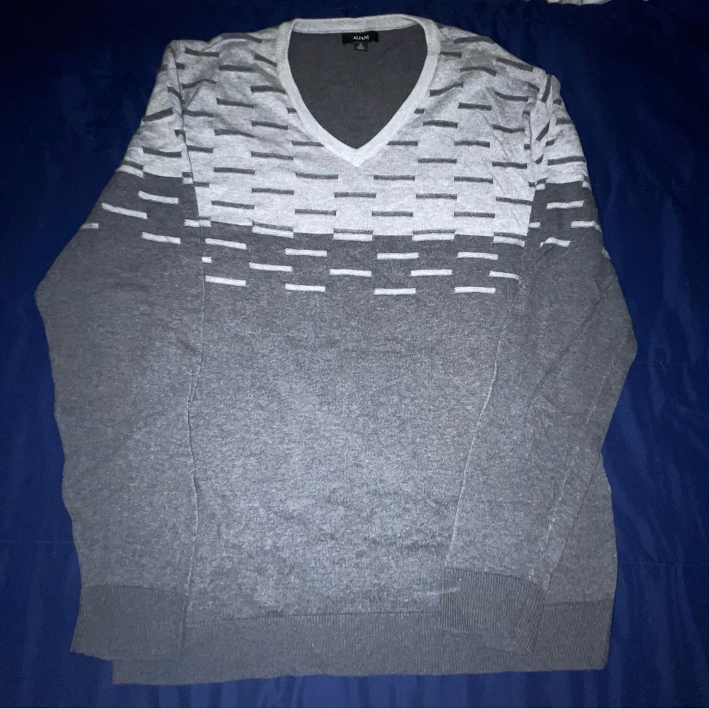 Alfani Grey/White Mens Sweater Size: XL